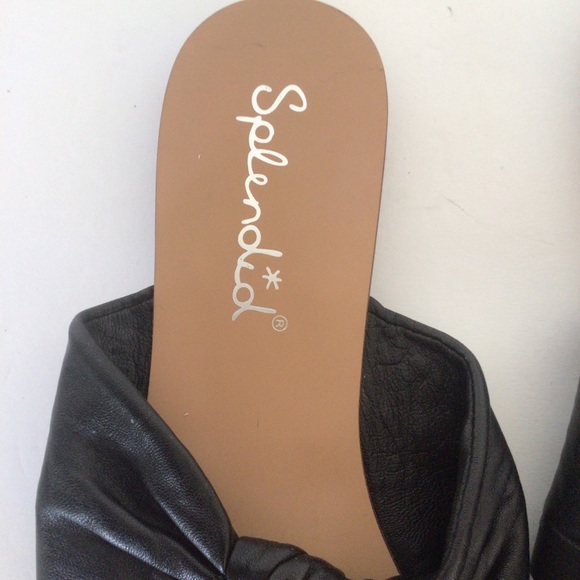 SPLENDID BLACK LEATHER DOUBLE KNOT FLAT SANDALS SIZE 7.5 - Picture 13 of 16